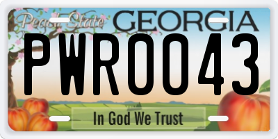 GA license plate PWR0043