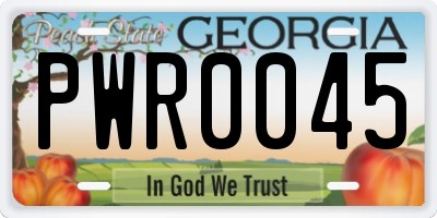 GA license plate PWR0045
