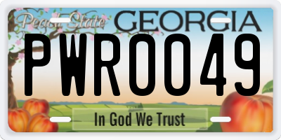 GA license plate PWR0049