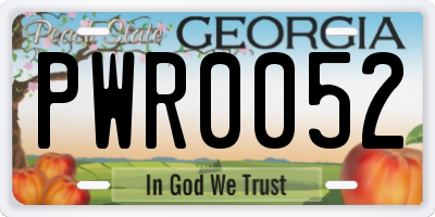 GA license plate PWR0052