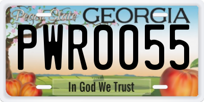 GA license plate PWR0055