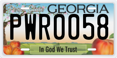 GA license plate PWR0058