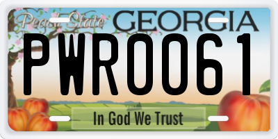 GA license plate PWR0061