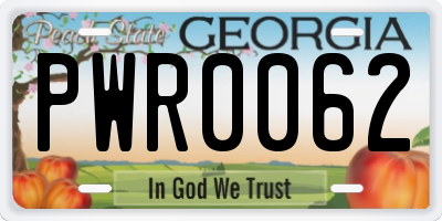 GA license plate PWR0062