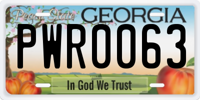 GA license plate PWR0063