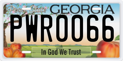 GA license plate PWR0066