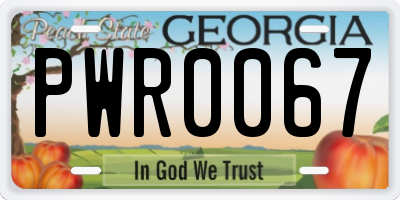 GA license plate PWR0067