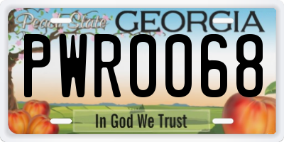 GA license plate PWR0068