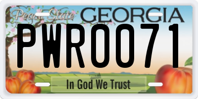 GA license plate PWR0071