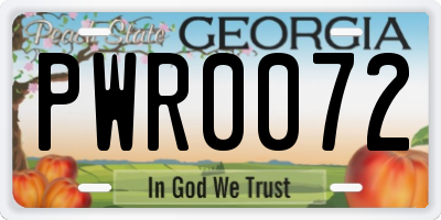 GA license plate PWR0072