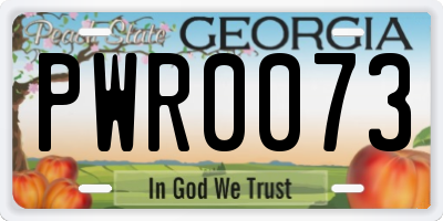 GA license plate PWR0073