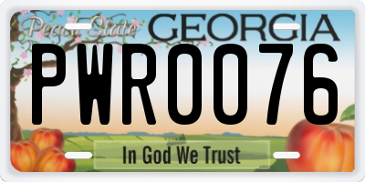 GA license plate PWR0076