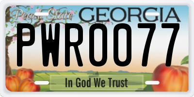 GA license plate PWR0077