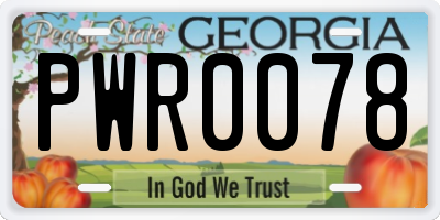 GA license plate PWR0078