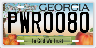 GA license plate PWR0080
