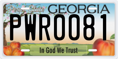 GA license plate PWR0081