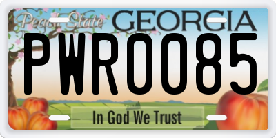 GA license plate PWR0085