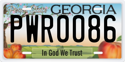 GA license plate PWR0086