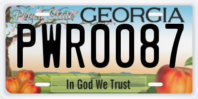 GA license plate PWR0087