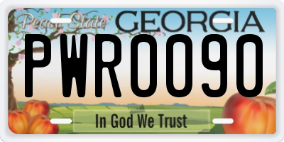 GA license plate PWR0090