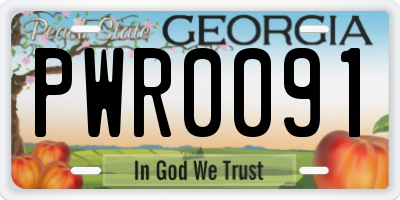 GA license plate PWR0091