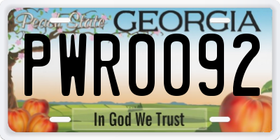 GA license plate PWR0092