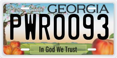 GA license plate PWR0093