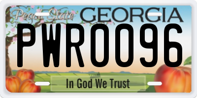 GA license plate PWR0096