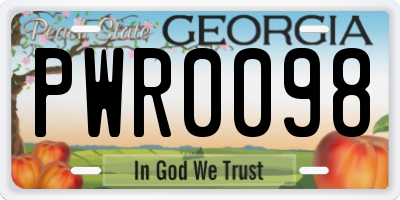 GA license plate PWR0098