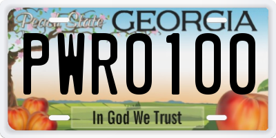 GA license plate PWR0100