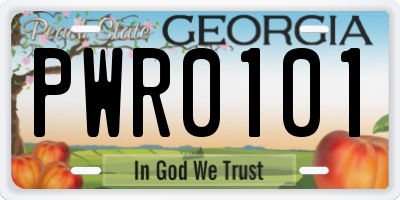 GA license plate PWR0101