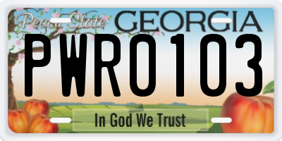 GA license plate PWR0103