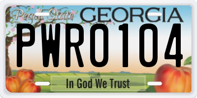 GA license plate PWR0104