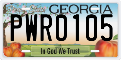 GA license plate PWR0105