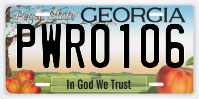 GA license plate PWR0106