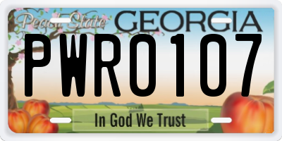 GA license plate PWR0107