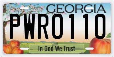 GA license plate PWR0110