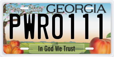 GA license plate PWR0111