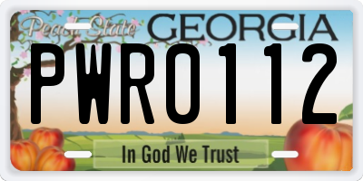 GA license plate PWR0112