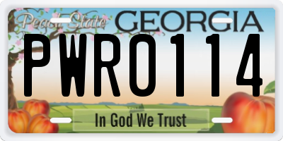 GA license plate PWR0114