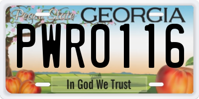 GA license plate PWR0116