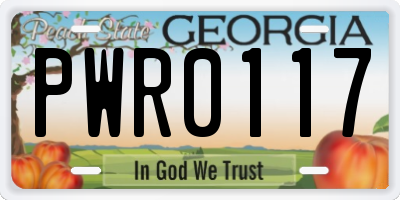 GA license plate PWR0117