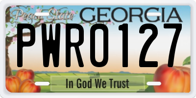 GA license plate PWR0127