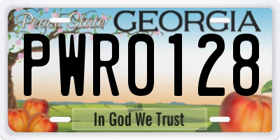 GA license plate PWR0128