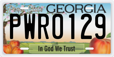 GA license plate PWR0129