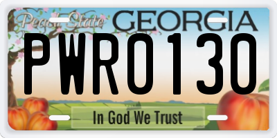 GA license plate PWR0130