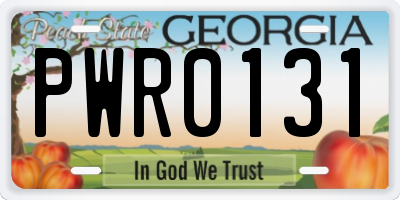 GA license plate PWR0131