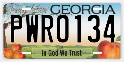 GA license plate PWR0134