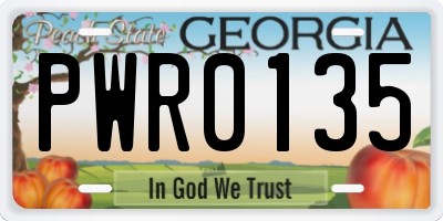 GA license plate PWR0135