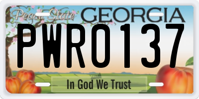 GA license plate PWR0137